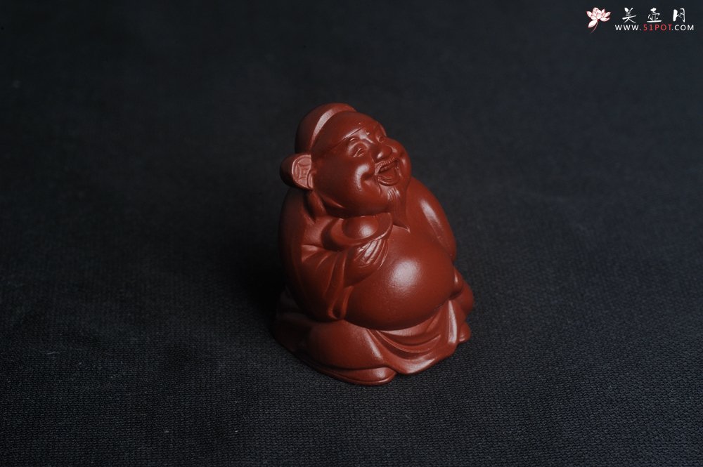 紫砂壶图片：美宠特惠 精致大红袍朱泥手把件财主 财神 摆件茶宠 高5cm - 宜兴紫砂壶网