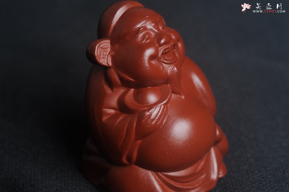 紫砂壶图片：美宠特惠 精致大红袍朱泥手把件财主 财神 摆件茶宠 高5cm - 宜兴紫砂壶网