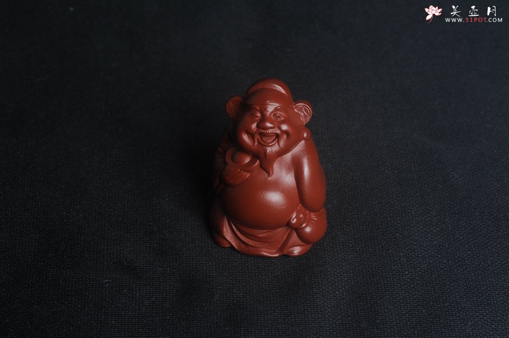 紫砂壶图片：美宠特惠 精致大红袍朱泥手把件财主 财神 摆件茶宠 高5cm - 宜兴紫砂壶网