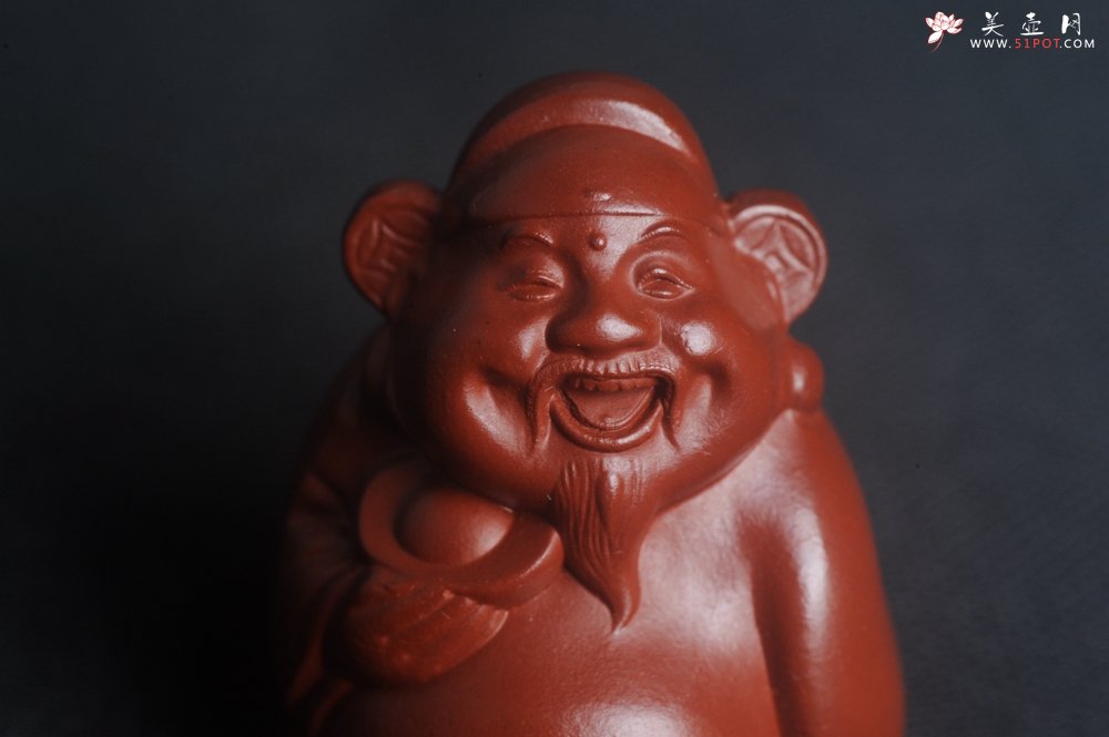 紫砂壶图片：美宠特惠 精致大红袍朱泥手把件财主 财神 摆件茶宠 高5cm - 宜兴紫砂壶网