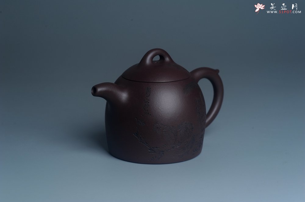 紫砂壶图片：实力派工艺师文砂苑堂主周斌 优质底槽青全手工精工秦权壶 秋果飘香庆丰收 满月增辉逢双喜 - 宜兴紫砂壶网