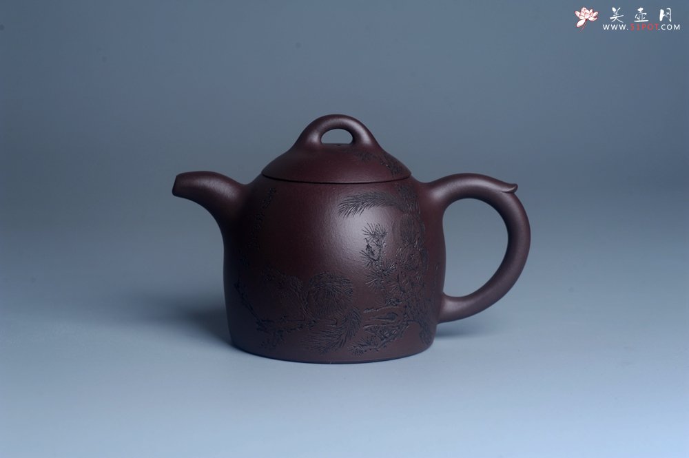 紫砂壶图片：实力派工艺师文砂苑堂主周斌 优质底槽青全手工精工秦权壶 秋果飘香庆丰收 满月增辉逢双喜 - 宜兴紫砂壶网