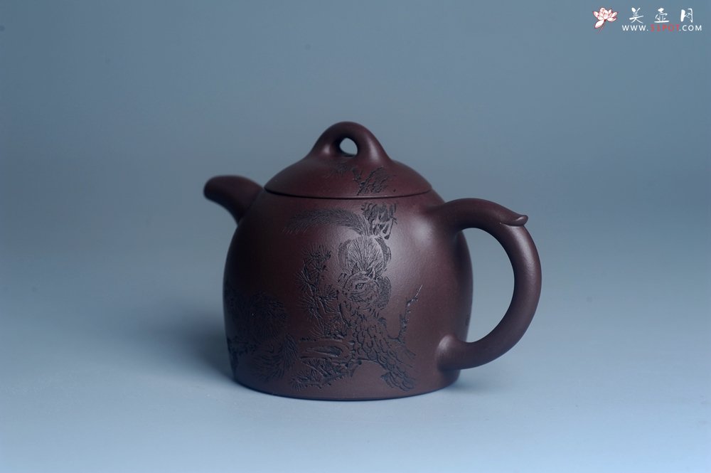 紫砂壶图片：实力派工艺师文砂苑堂主周斌 优质底槽青全手工精工秦权壶 秋果飘香庆丰收 满月增辉逢双喜 - 宜兴紫砂壶网