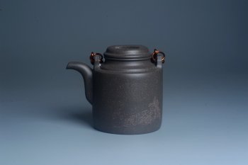 紫砂壶图片：美壶特惠 精致青段洋桶壶 清茶品日月 老酒醉人生 - 宜兴紫砂壶网