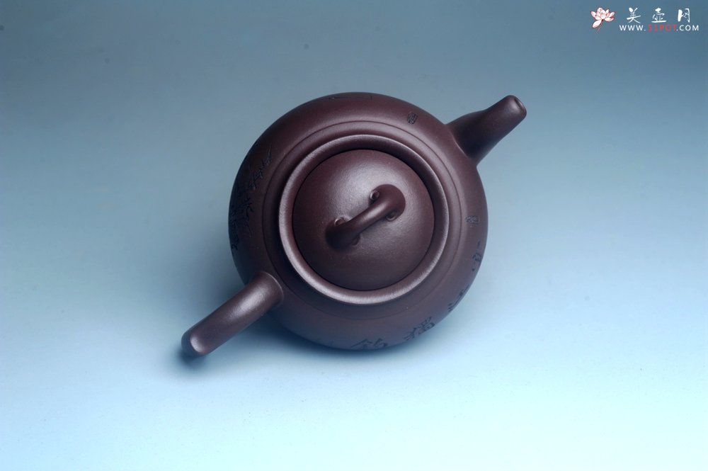 紫砂壶图片：特油润底曹青 全手工大蕴存心壶 寒江独钓 卡盖难度相当大 期待与亲结缘 - 宜兴紫砂壶网