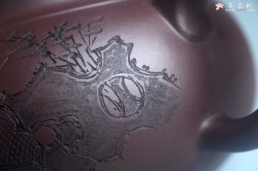 紫砂壶图片：特油润底曹青 全手工大蕴存心壶 寒江独钓 卡盖难度相当大 期待与亲结缘 - 宜兴紫砂壶网