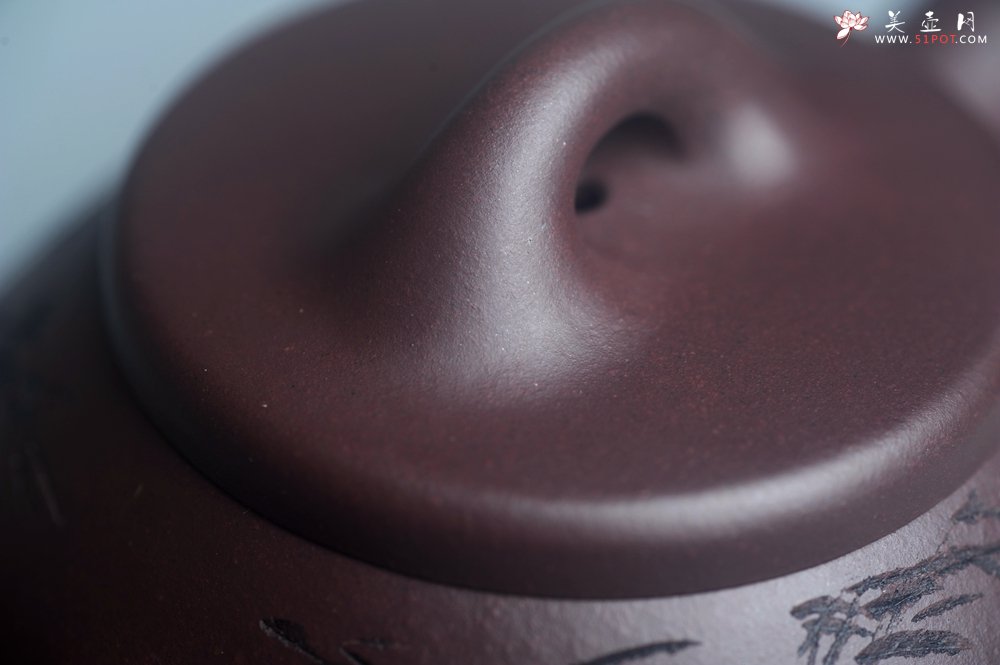 紫砂壶图片：实力派工艺师周斌优质底槽清全手工精工子冶石瓢 装饰竹林七贤 特文气 - 宜兴紫砂壶网