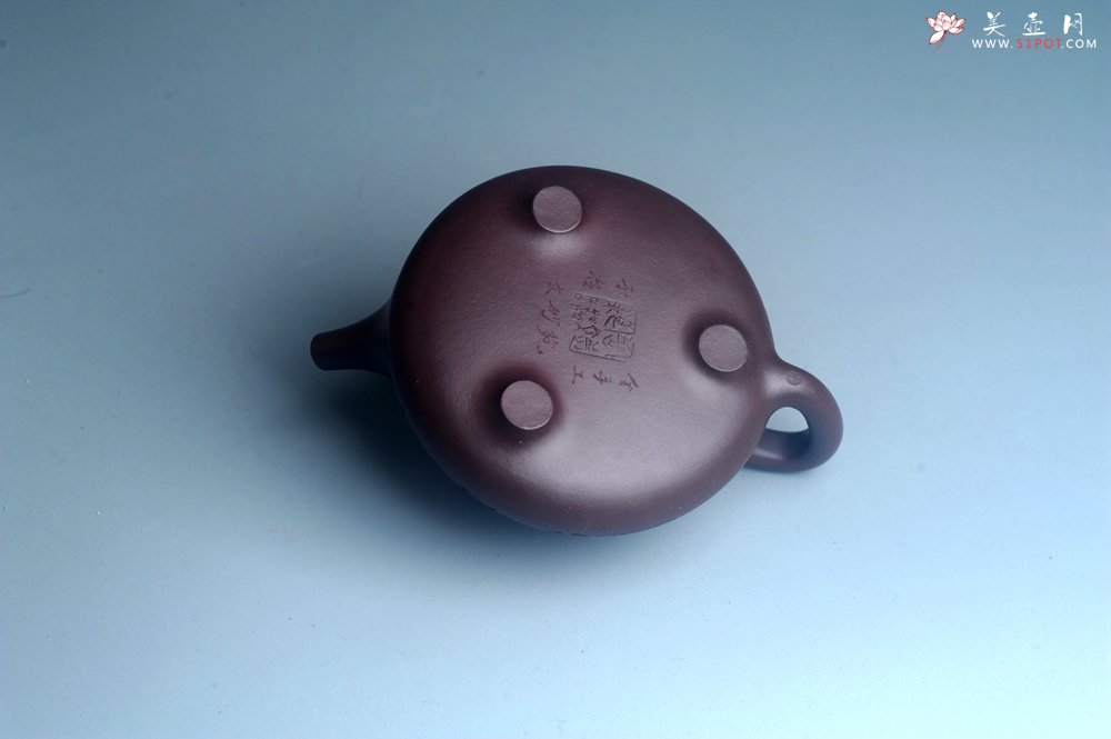 紫砂壶图片：实力派工艺师周斌优质底槽清全手工精工子冶石瓢 装饰竹林七贤 特文气 - 宜兴紫砂壶网