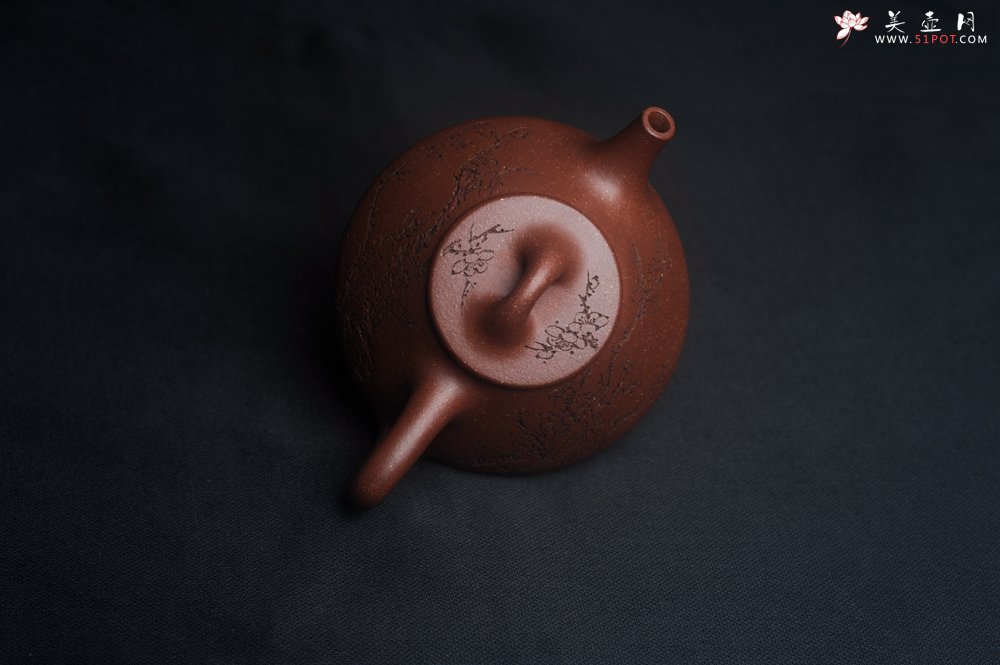 紫砂壶图片：美壶特惠 高温降坡泥精致小子冶石瓢 装饰通转梅花 特文气 - 宜兴紫砂壶网