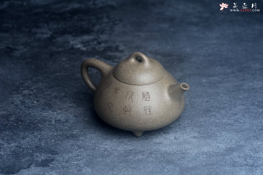 紫砂壶图片：美壶特惠 美壶网特供限量极品高温四号井老青段 精工乳瓢茶壶 装饰清供图 特文气 - 宜兴紫砂壶网