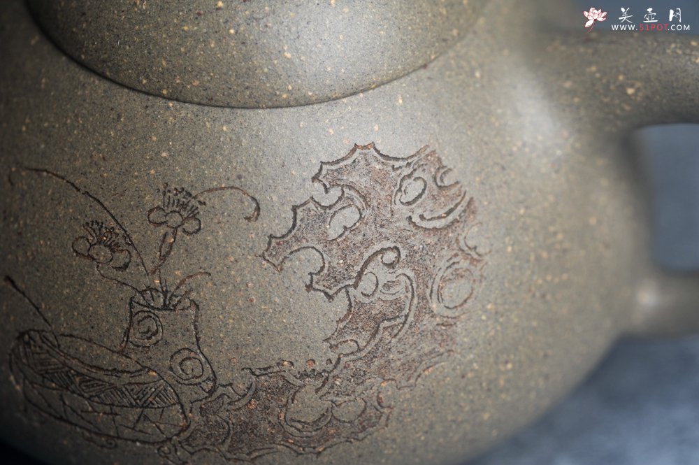 紫砂壶图片：美壶特惠 美壶网特供限量极品高温四号井老青段 精工乳瓢茶壶 装饰清供图 特文气 - 宜兴紫砂壶网