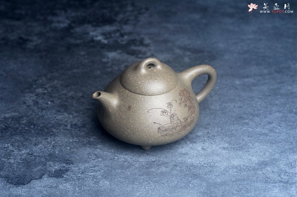 紫砂壶图片：美壶特惠 美壶网特供限量极品高温四号井老青段 精工乳瓢茶壶 装饰清供图 特文气 - 宜兴紫砂壶网