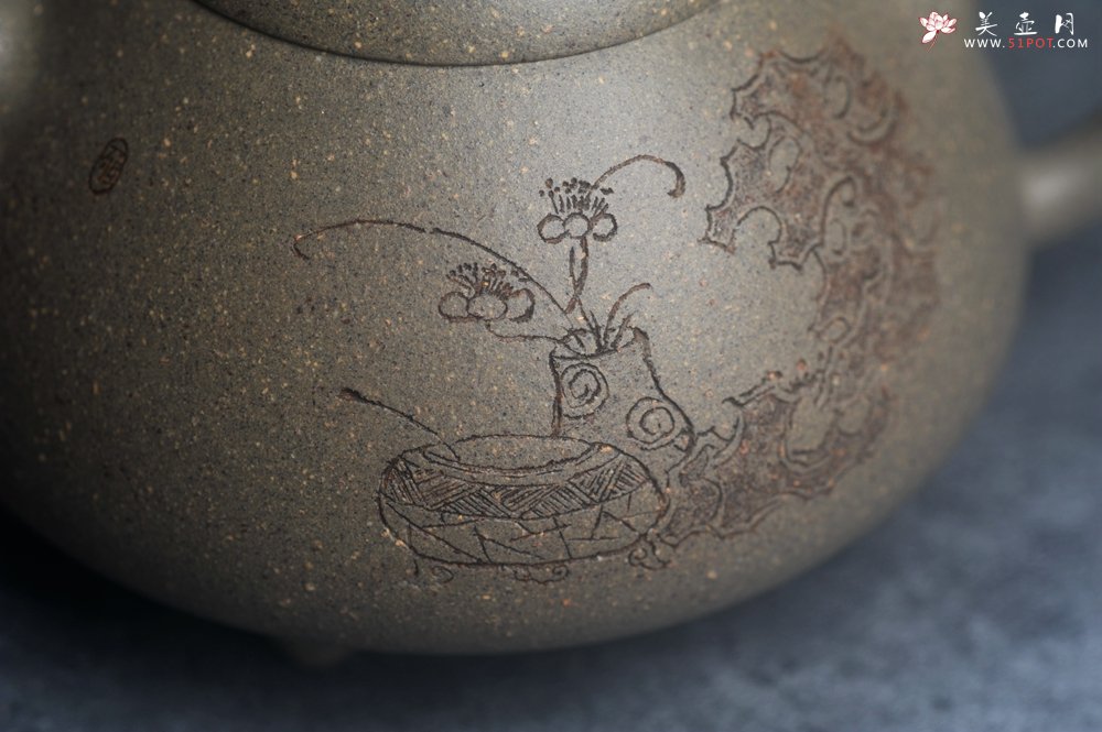 紫砂壶图片：美壶特惠 美壶网特供限量极品高温四号井老青段 精工乳瓢茶壶 装饰清供图 特文气 - 宜兴紫砂壶网