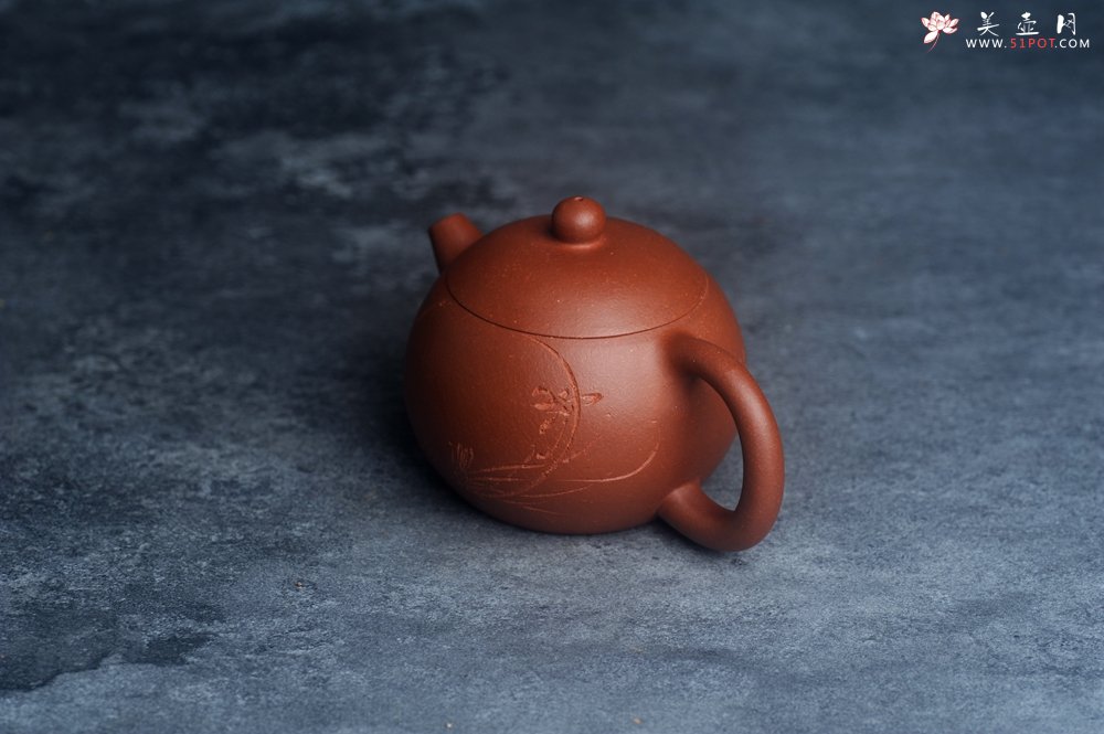 紫砂壶图片：美壶特惠 全手工优质红降坡泥西施壶 助工杨志超装饰兰花特文气 - 宜兴紫砂壶网