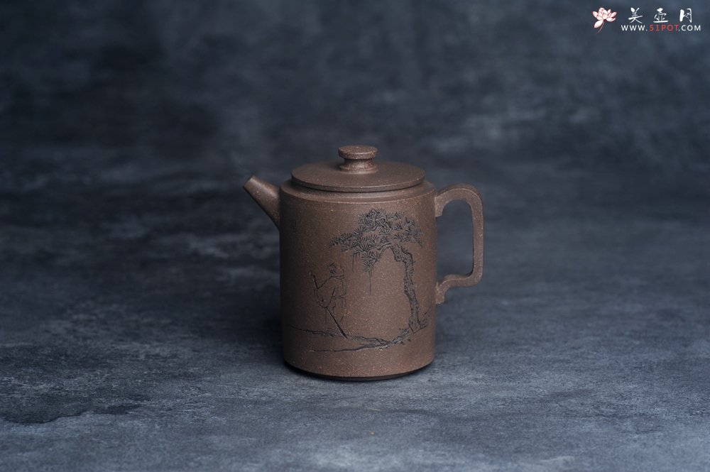 紫砂壶图片：美壶特惠 蠡墅大水潭深井老天青泥 精致圆础壶 装饰文雅 茶人醉爱 - 宜兴紫砂壶网