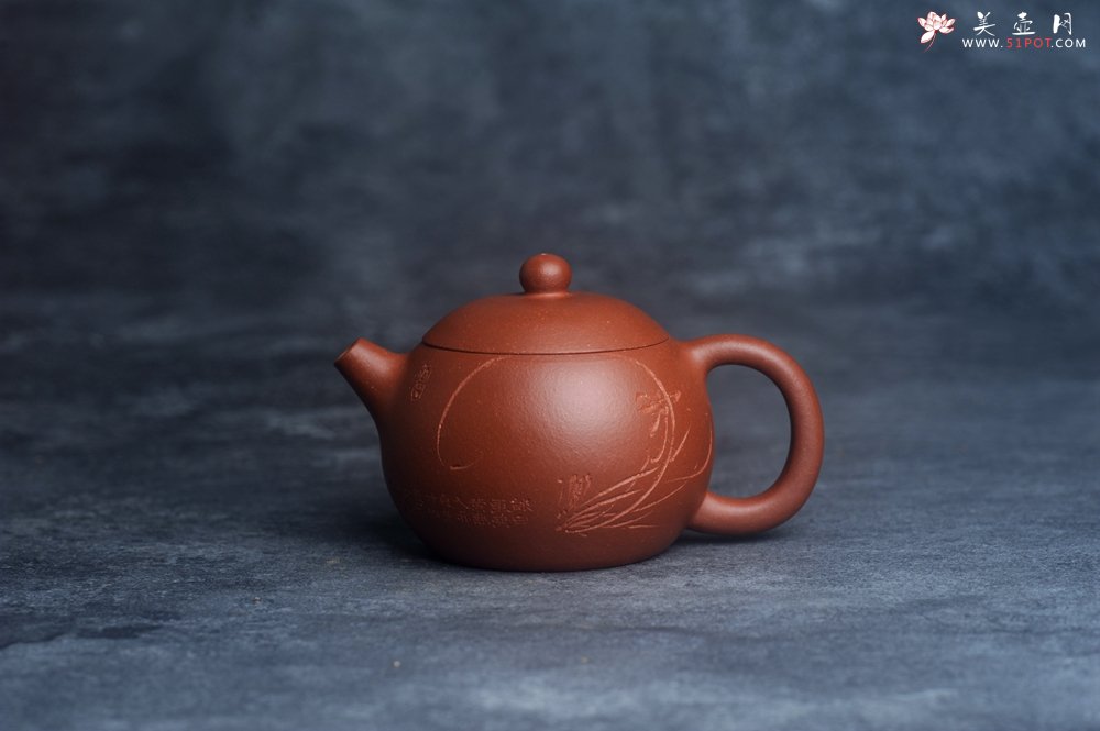 紫砂壶图片：美壶特惠 全手工优质红降坡泥西施壶 助工杨志超装饰兰花特文气 - 宜兴紫砂壶网