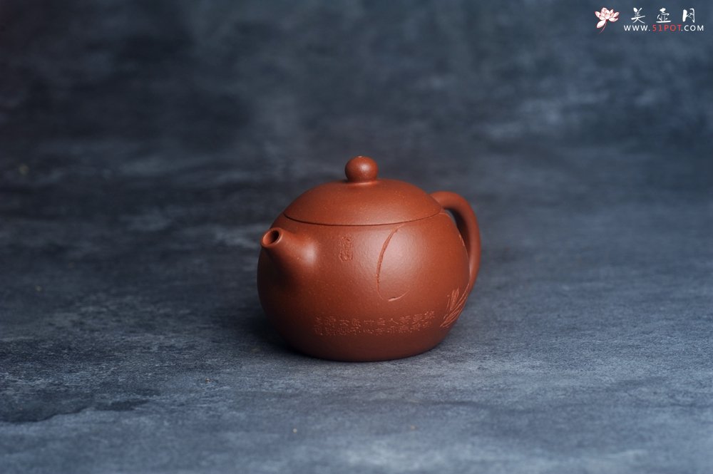 紫砂壶图片：美壶特惠 全手工优质红降坡泥西施壶 助工杨志超装饰兰花特文气 - 宜兴紫砂壶网