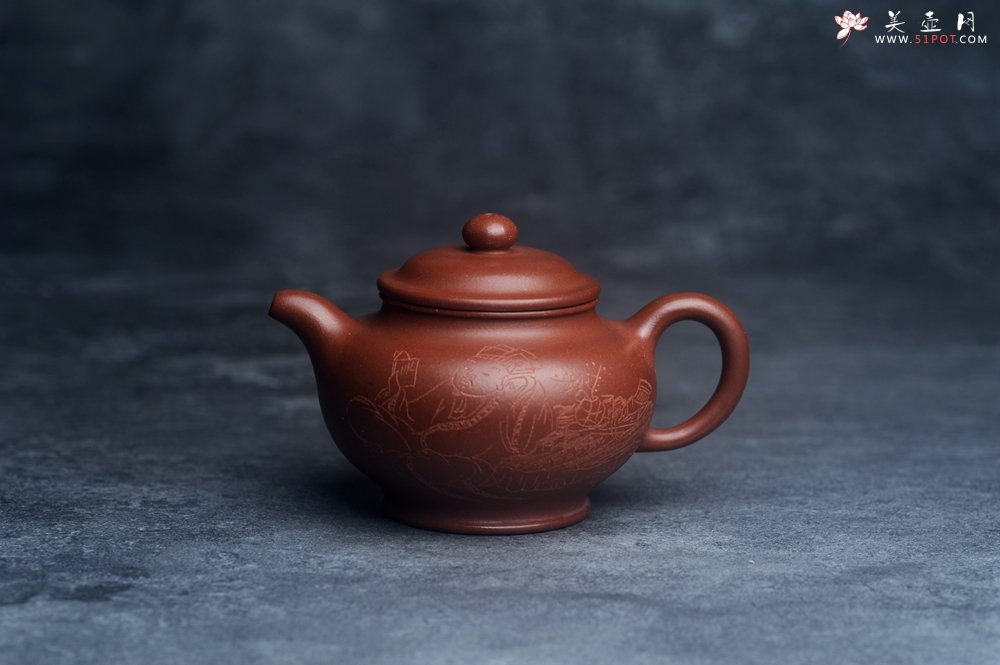 紫砂壶图片：美壶网紫砂壶特惠优质底槽青掇只壶 中式茶具 装饰文雅 茶人醉爱210cc - 宜兴紫砂壶网