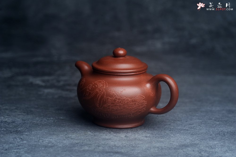 紫砂壶图片：美壶网紫砂壶特惠优质底槽青掇只壶 中式茶具 装饰文雅 茶人醉爱210cc - 宜兴紫砂壶网