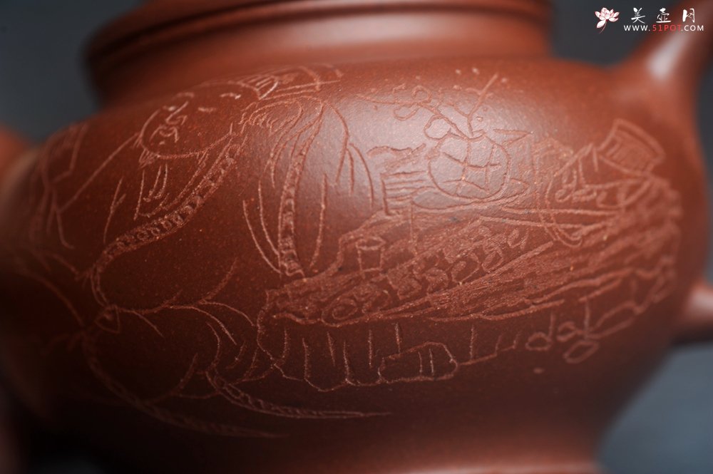 紫砂壶图片：美壶网紫砂壶特惠优质底槽青掇只壶 中式茶具 装饰文雅 茶人醉爱210cc - 宜兴紫砂壶网