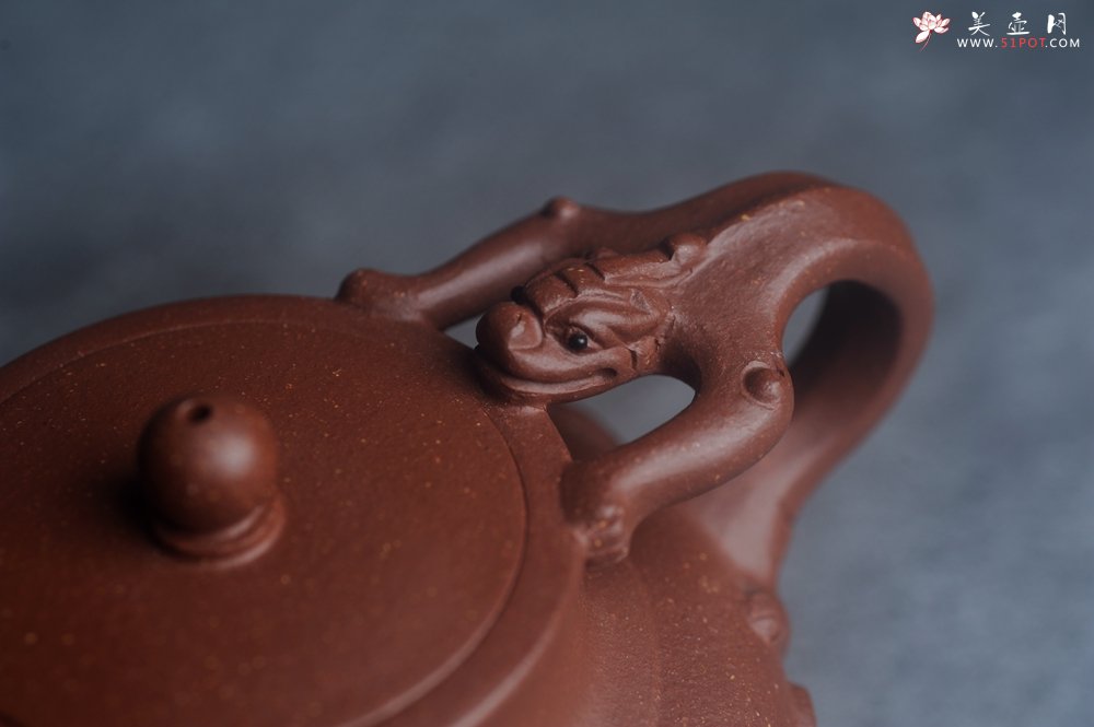 紫砂壶图片：美壶特惠 精致红降坡泥螭龙茶壶 - 宜兴紫砂壶网