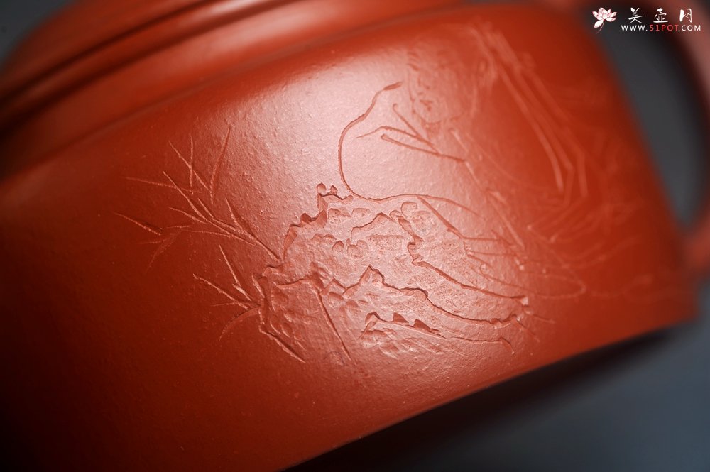 紫砂壶图片：美壶特惠 优质小品朱泥德中 装饰人物 特文气 - 宜兴紫砂壶网