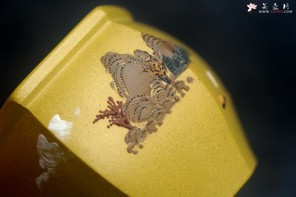 紫砂壶图片：美杯特惠 优质好料黄金段泥好工六方山水主人杯 - 宜兴紫砂壶网