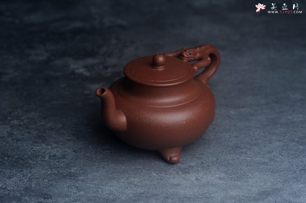 紫砂壶图片：美壶特惠 精致红降坡泥螭龙茶壶 - 宜兴紫砂壶网