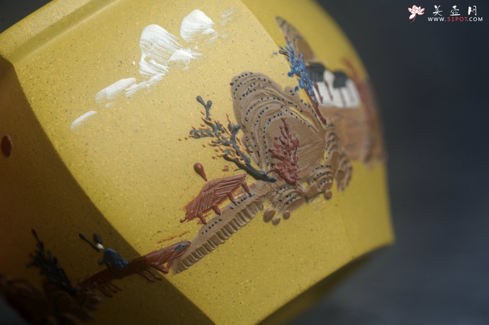 紫砂壶图片：美杯特惠 优质好料黄金段泥好工六方山水主人杯 - 宜兴紫砂壶网