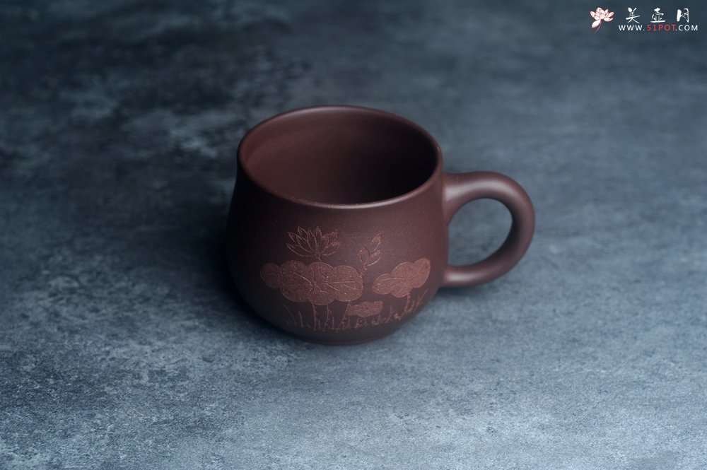 紫砂壶图片：美杯特惠 办公旅行便携式茶具荷叶盖杯 泥料超好 - 宜兴紫砂壶网