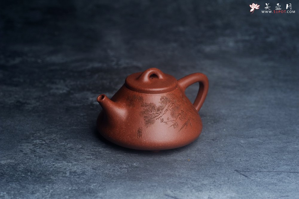紫砂壶图片：潜力股周小培全手工降坡泥子冶石瓢 范小君徒杨志超装饰岁寒三友 特文气 - 宜兴紫砂壶网