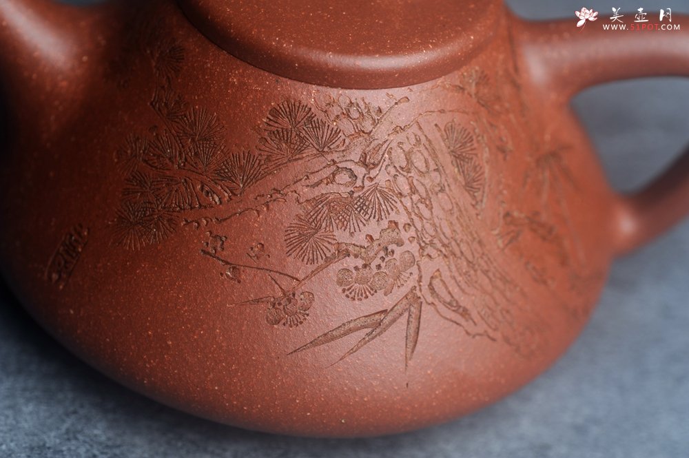 紫砂壶图片：潜力股周小培全手工降坡泥子冶石瓢 范小君徒杨志超装饰岁寒三友 特文气 - 宜兴紫砂壶网