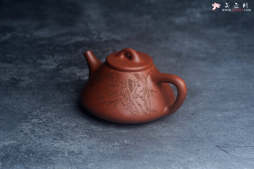 紫砂壶图片：潜力股周小培全手工降坡泥子冶石瓢 范小君徒杨志超装饰岁寒三友 特文气 - 宜兴紫砂壶网