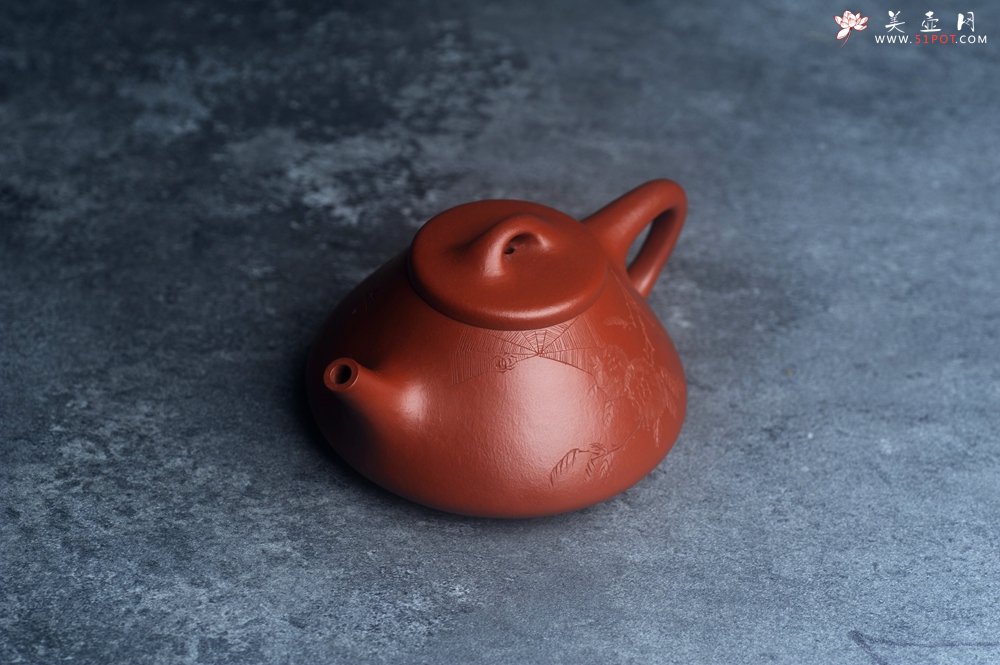 紫砂壶图片：精品老朱泥子冶石瓢 文气装饰 期待与您结缘 - 宜兴紫砂壶网