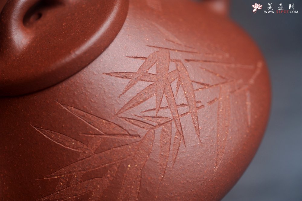 紫砂壶图片：美壶福利特惠 精致特好降坡泥子冶石瓢 刻竹 特文气 - 宜兴紫砂壶网