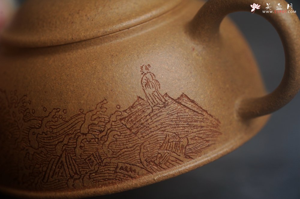 紫砂壶图片：美壶特惠 特好五彩段泥小美壶 装饰文雅 海纳百川 - 宜兴紫砂壶网