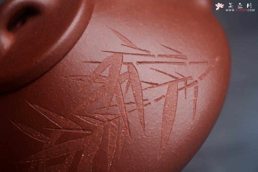 紫砂壶图片：美壶福利特惠 精致特好降坡泥子冶石瓢 刻竹 特文气 - 宜兴紫砂壶网