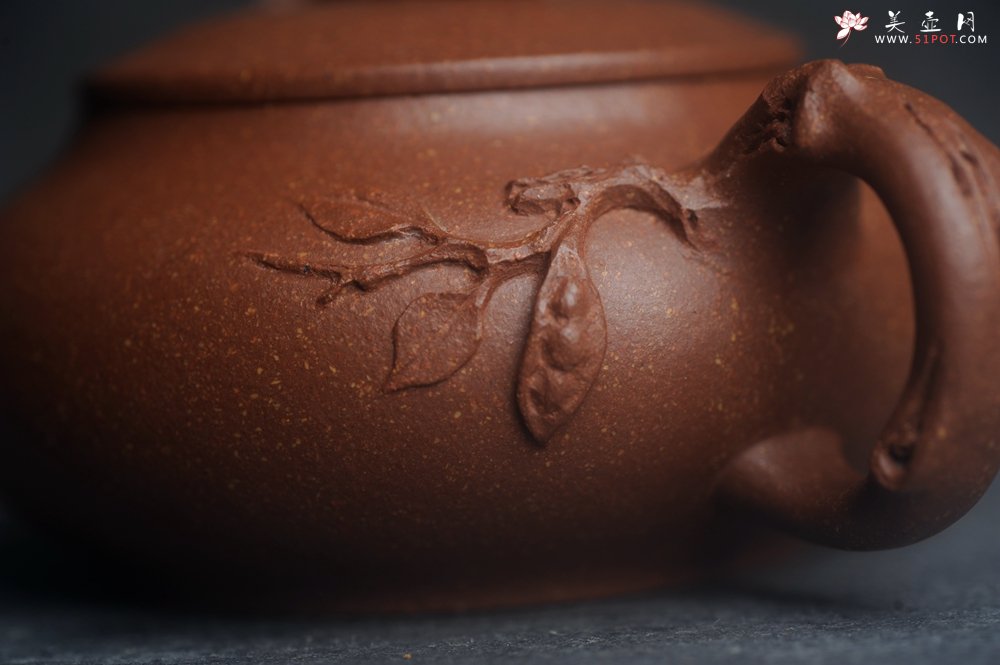 紫砂壶图片：美壶特惠 特好降坡泥扁豆壶 肌理丰富生动 - 宜兴紫砂壶网