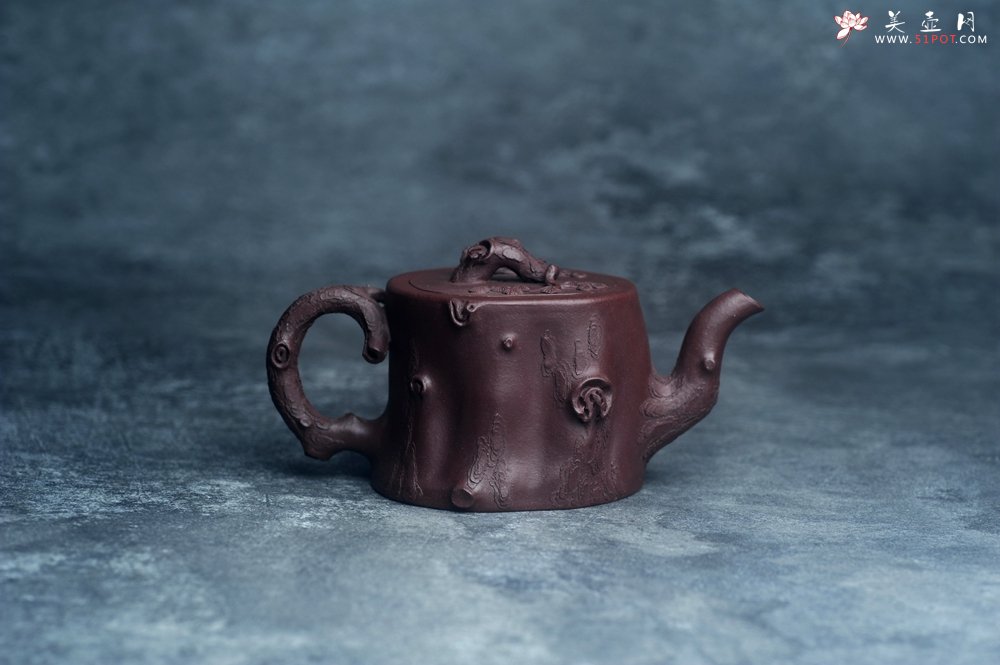 紫砂壶图片：实力演绎全手工重器松桩套组 一壶（280cc）二杯（130cc）一公道杯（188cc） - 宜兴紫砂壶网