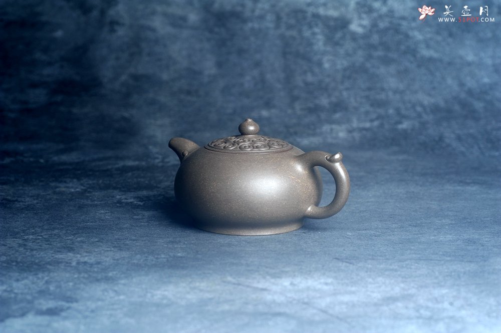 紫砂壶图片：美壶特惠 特好老青灰段泥如意圆珠壶 茶人醉爱 - 宜兴紫砂壶网