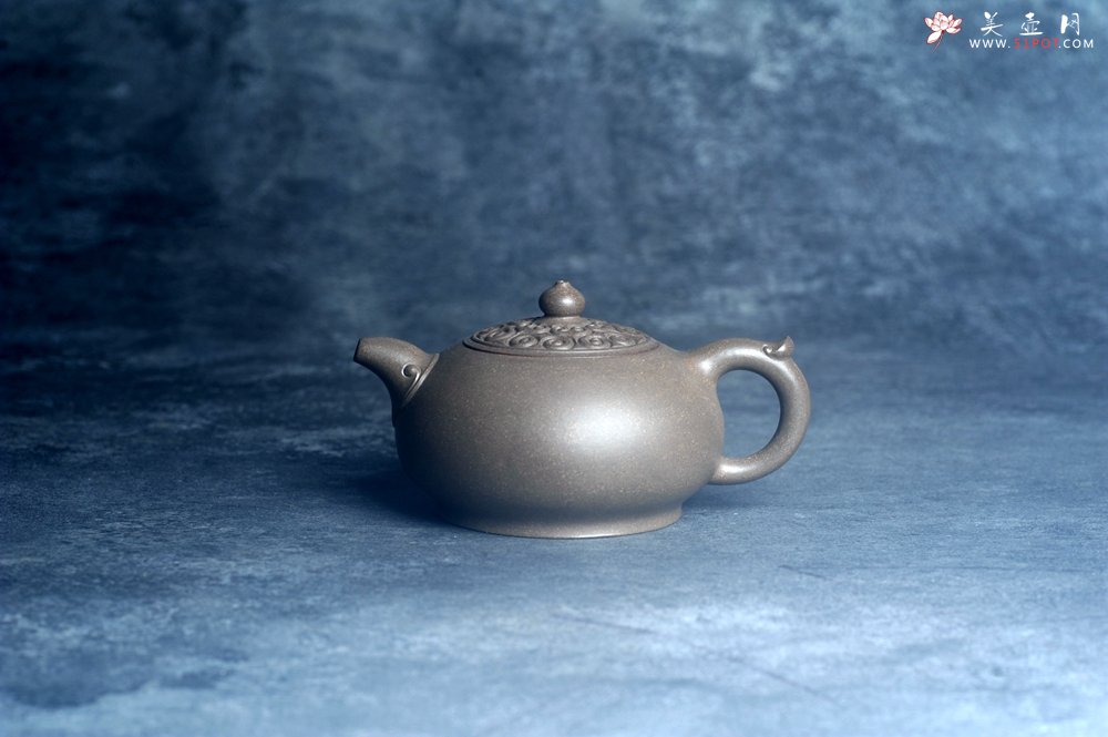 紫砂壶图片：美壶特惠 特好老青灰段泥如意圆珠壶 茶人醉爱 - 宜兴紫砂壶网
