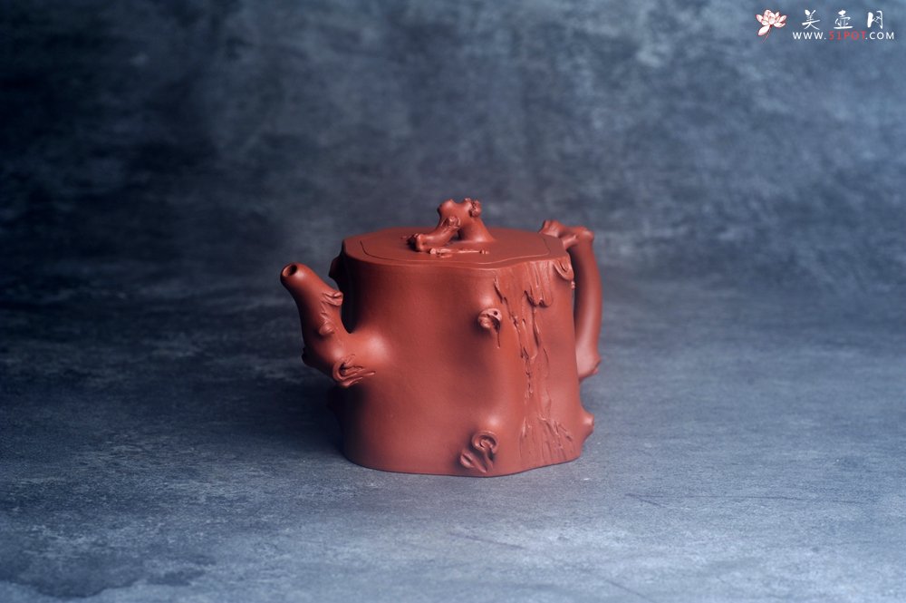 紫砂壶图片：美壶特惠 紫砂厂老艺人查建英全手工小红泥梅桩壶 茶人醉爱 - 宜兴紫砂壶网