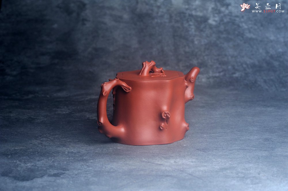 紫砂壶图片：美壶特惠 紫砂厂老艺人查建英全手工小红泥梅桩壶 茶人醉爱 - 宜兴紫砂壶网
