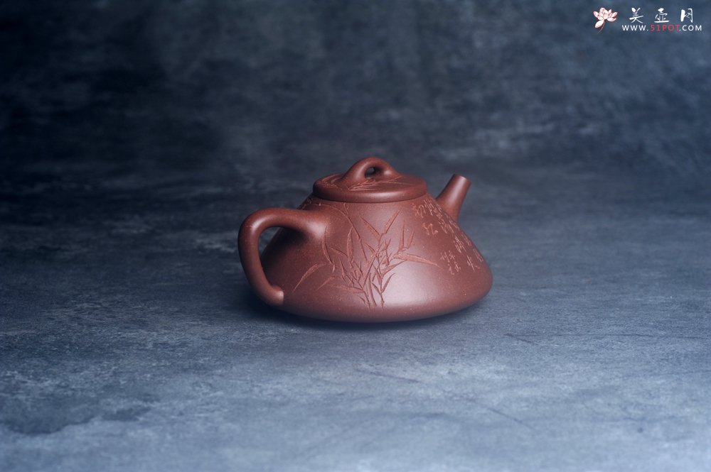 紫砂壶图片：美壶特惠 特好老紫泥子冶石瓢 范小君徒装饰君子竹  寒夜客来茶当酒 竹炉汤沸火初红 - 宜兴紫砂壶网