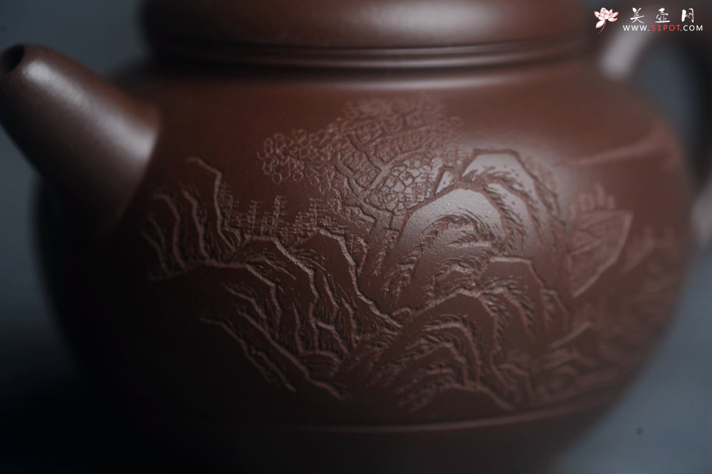 紫砂壶图片：美壶特惠 特好老紫泥山水佳音巨轮壶 茶人醉爱 - 宜兴紫砂壶网
