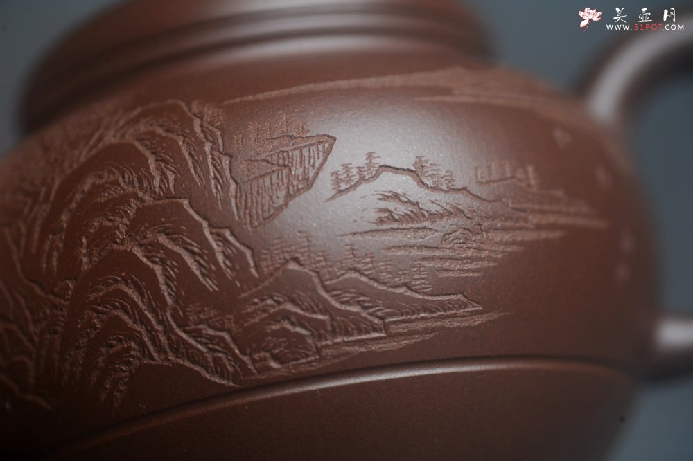 紫砂壶图片：美壶特惠 特好老紫泥山水佳音巨轮壶 茶人醉爱 - 宜兴紫砂壶网