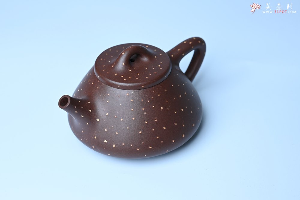 紫砂壶图片：潜力股周小培 特好老紫泥铺砂全手工子冶石瓢 - 宜兴紫砂壶网