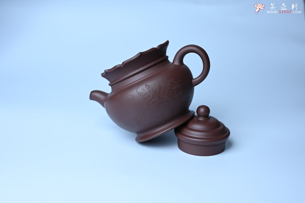 紫砂壶图片：实力派工艺师周斌 老紫泥精工僧帽壶 - 宜兴紫砂壶网