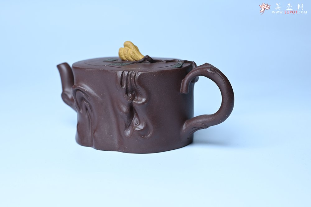紫砂壶图片：美壶特惠 精致老紫泥佛手壶 肌理生动 底部刻佛手祥云特文气 - 宜兴紫砂壶网