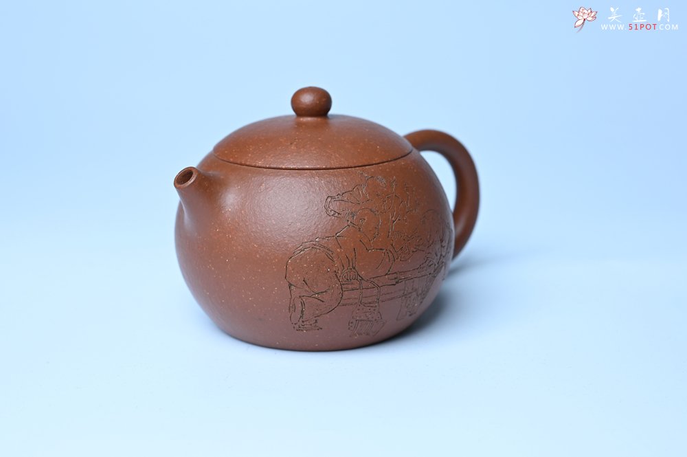 紫砂壶图片：油润降坡泥全手工小品西施壶  装饰童子图 天真无邪 - 宜兴紫砂壶网